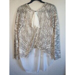 new Anthropologie A reve Knit sheer crop Sweater M/L fairy wihmsical lagen